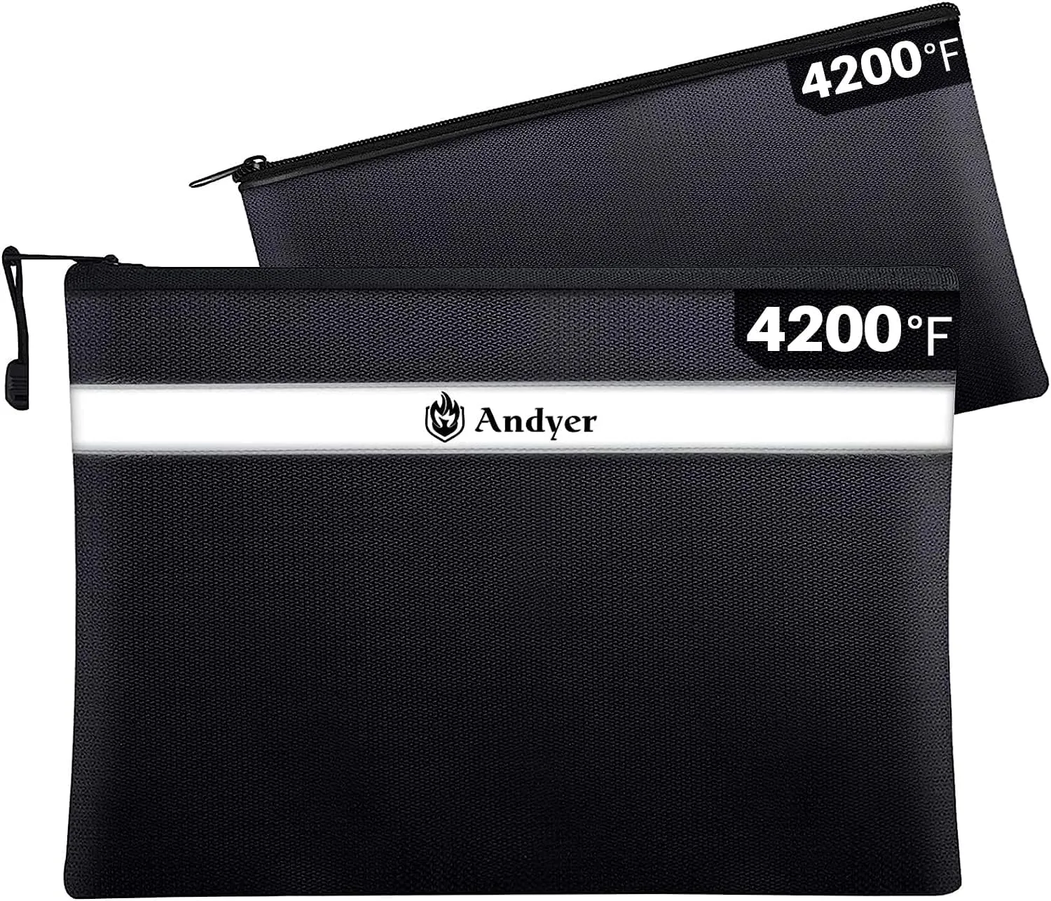 Fireproof Document Bag with Money Bag - 2 Pack 13.4" x 10" and 11" x 6" Waterproof Fireproof Money Bag for Cash, Small Fireproof Safe Pouch, Fire Proof Bag for Documents/Valuables with Zipper