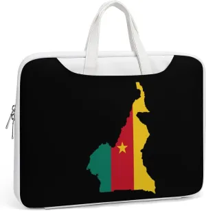 Flag Map of Cameroon Printed Laptop Sleeve Case Lightweight Computer Carrying Bag for Men Women Work Travel