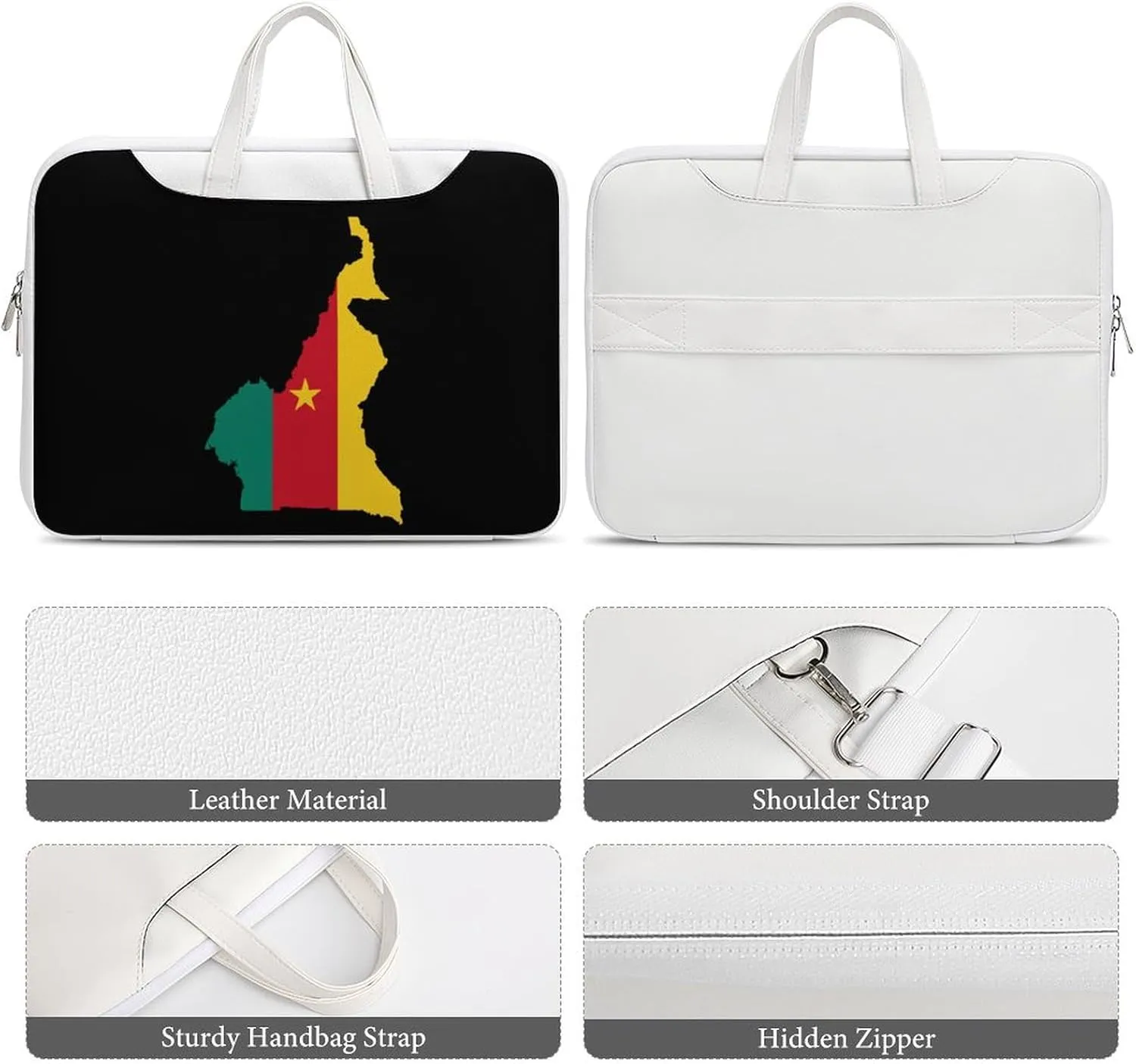 Flag Map of Cameroon Printed Laptop Sleeve Case Lightweight Computer Carrying Bag for Men Women Work Travel