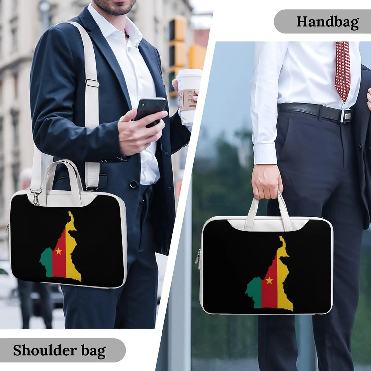 Flag Map of Cameroon Printed Laptop Sleeve Case Lightweight Computer Carrying Bag for Men Women Work Travel