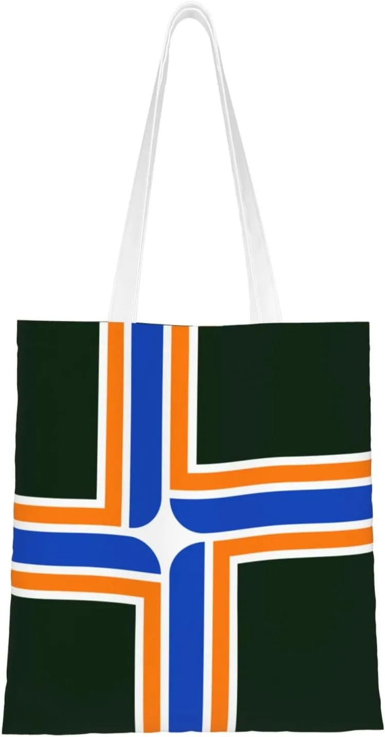 Flag of Portland Oregon Tote Bag for Women Canvas Shopping Bags Reusable Large Capacity Casual Shoulder Handbags Grocery Bags DIY Gift Bags