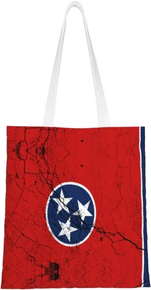 Flag Of Tennessee Texture Effect Tote Bag for Women Canvas Shopping Bags Reusable Large Capacity Casual Shoulder Handbags Grocery Bags DIY Gift Bags