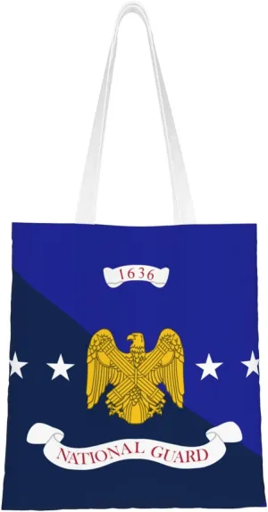Flag of the National Guard Bureau Tote Bag for Women Canvas Shopping Bags Reusable Beach Bag Grocery Bags Tote Shoulder Bag Gift Bags