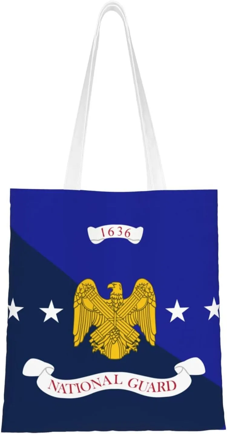 Flag of the National Guard Bureau Tote Bag for Women Canvas Shopping Bags Reusable Beach Bag Grocery Bags Tote Shoulder Bag Gift Bags
