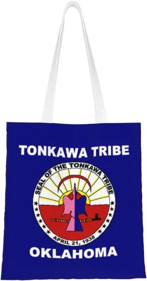 Flag Of The Tonkawa Tribe Of Oklahoma Tote Bag for Women Canvas Shopping Bags Reusable Large Capacity Casual Shoulder Handbags Grocery Bags DIY Gift Bags