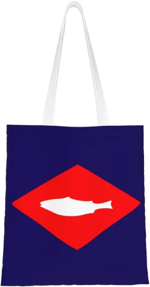 Flag of the United States Bureau of Fisheries Tote Bag for Women Canvas Shopping Bags Reusable Large Capacity Casual Shoulder Handbags Grocery Bags DIY Gift Bags
