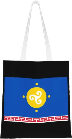 Flag of Ust-Orda Buryat Autonomous Okrug Tote Bag for Women Canvas Shopping Bags Reusable Beach Bag Grocery Bags Tote Shoulder Bag Gift Bags