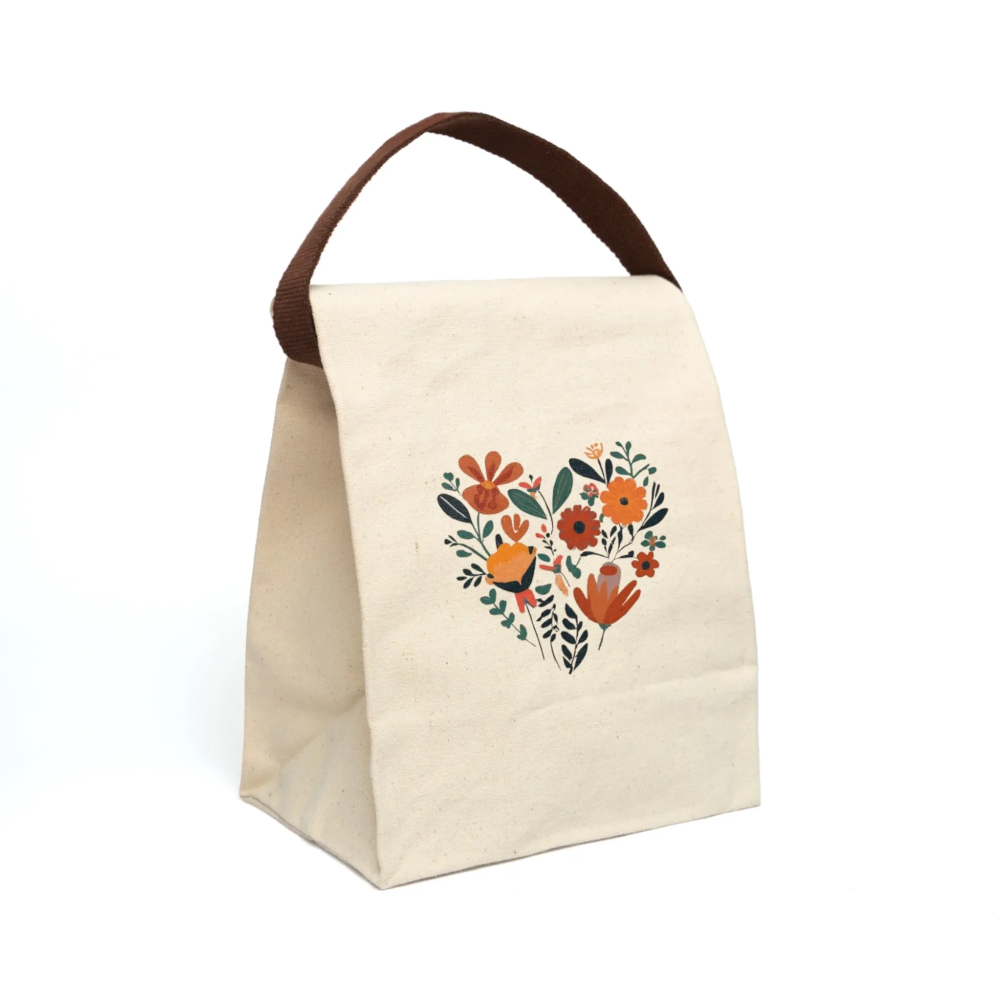 Floral Heart Canvas Lunch Bag