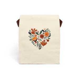Floral Heart Canvas Lunch Bag