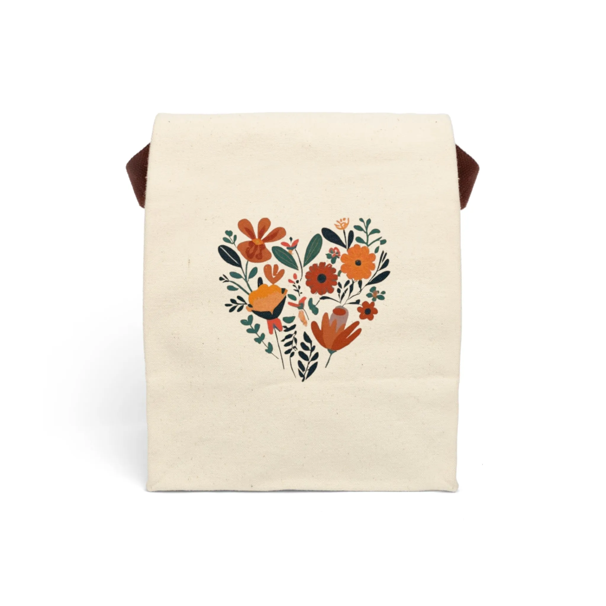 Floral Heart Canvas Lunch Bag