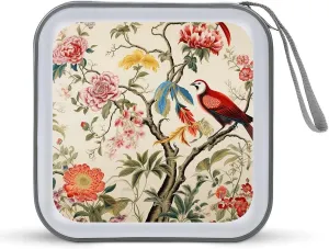 Flowers And Birds Portable CD Case Holder,DVD Wallet Holder 40 Capacity CD Cases Storage DVD Book Binder for Car Home Travel