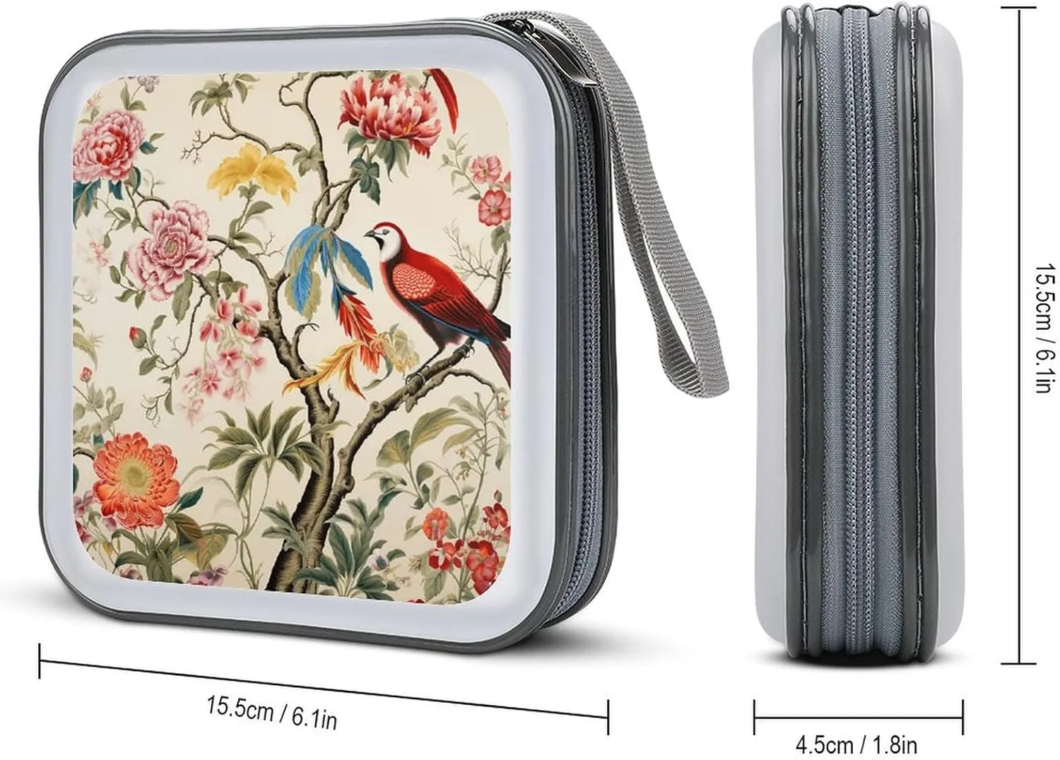 Flowers And Birds Portable CD Case Holder,DVD Wallet Holder 40 Capacity CD Cases Storage DVD Book Binder for Car Home Travel