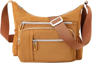 Foldie Crossbody Bags for Women Waterproof Nylon Crossbody Bags for Woman Trendy Womens Vacation Shoulder Bag(Gold)