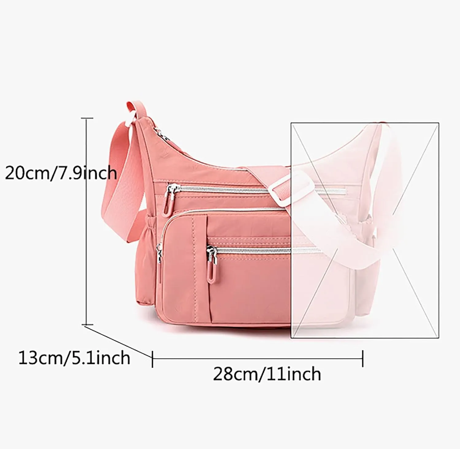 Foldie Crossbody Bags for Women Waterproof Nylon Crossbody Bags for Woman Trendy Womens Vacation Shoulder Bag(Gold)