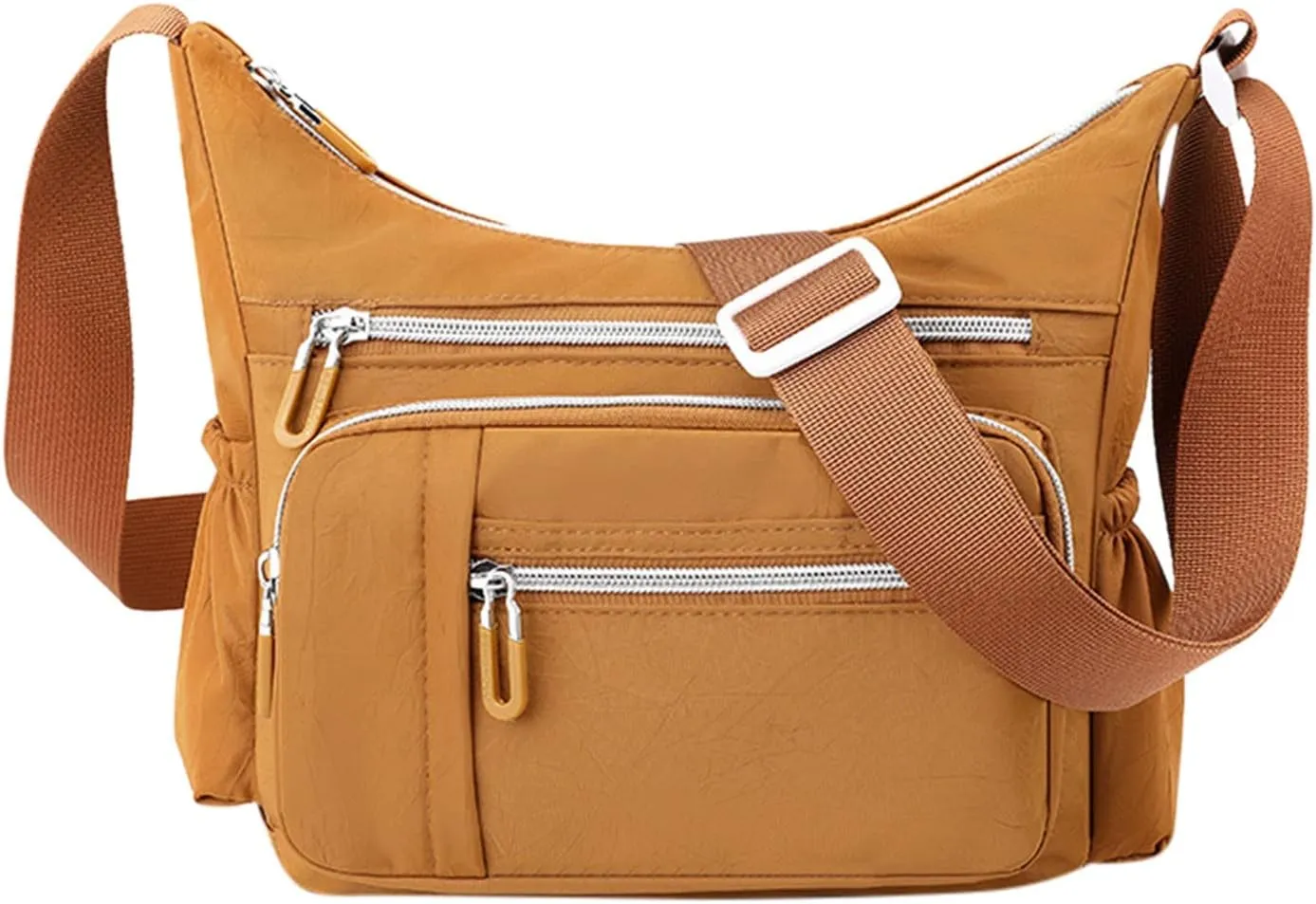 Foldie Crossbody Bags for Women Waterproof Nylon Crossbody Bags for Woman Trendy Womens Vacation Shoulder Bag(Gold)