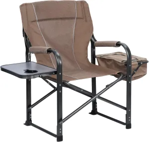Folding Fishing Chair Camping Chair Folding Ice Camping Chair for Adults, Outdoor Folding Chair with Cooler Bag and Cup Holder, Director Chair for Fishing, Lawn, Patio, Garden 1 Set