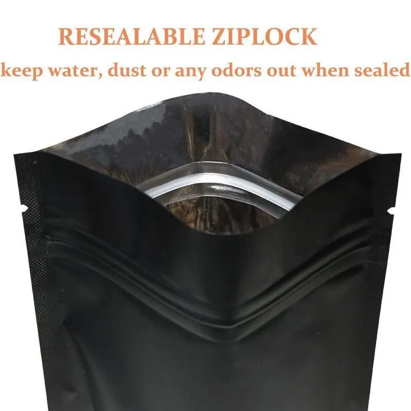 Food Storage Bags 100PCS 4Sizes Aluminum Black