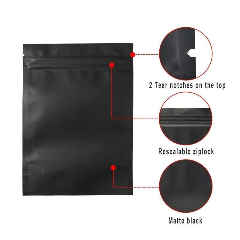 Food Storage Bags 100PCS 4Sizes Aluminum Black