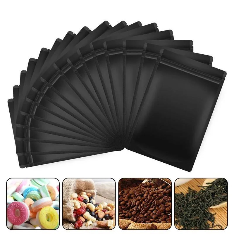 Food Storage Bags 100PCS 4Sizes Aluminum Black