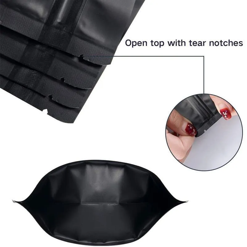 Food Storage Bags 100PCS 4Sizes Aluminum Black