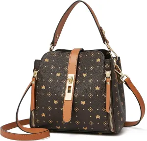 FOXLOVER Small Crossbody Bag for Women PVC Leather Detachable Strap Lightweight Twist Lock Flap