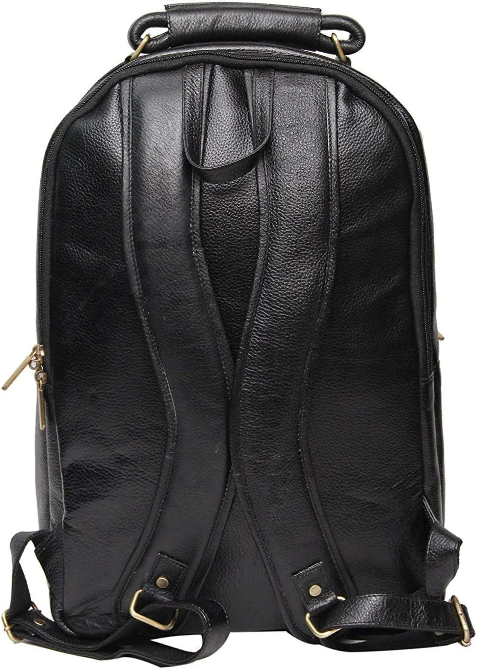 Full Grain Leather Backpack For Men & Women 16 Inch Laptop Backpack Bag Travel Office Backpack Bags (Black)
