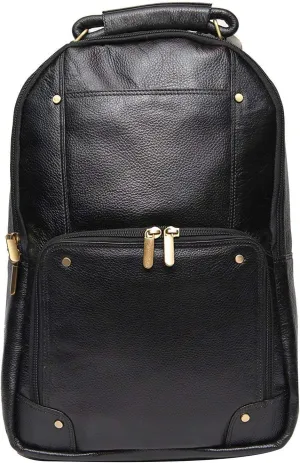 Full Grain Leather Backpack For Men & Women 16 Inch Laptop Backpack Bag Travel Office Backpack Bags (Black)