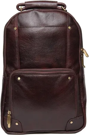 Full Grain Leather Backpack For Men & Women 16 Inch Laptop Backpack Bag Travel Office Backpack Bags (Brown)