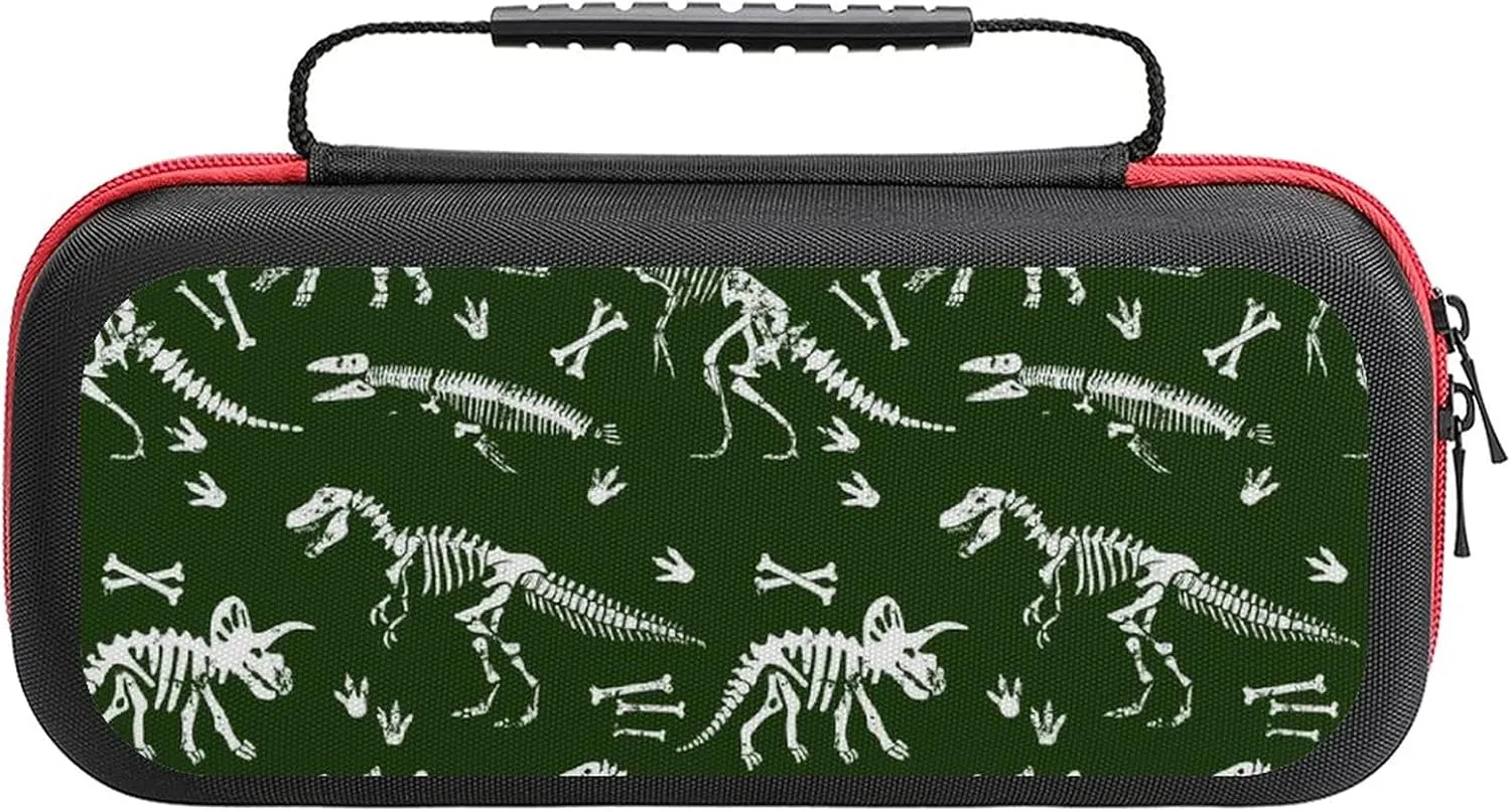 FunnyStar Dinosaur Skeleton Printed Carrying Case Storage Bag For Nintendo Switch Lite & Accessories Travel Portable white-style FunnyStar