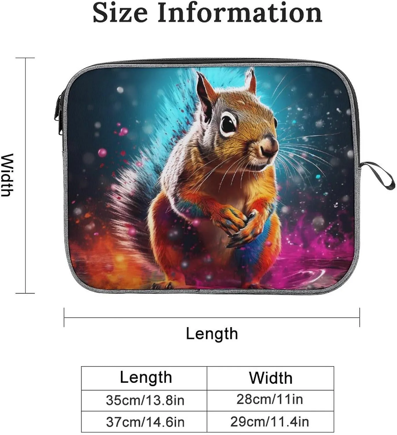 FunnyStar Graffiti Cute Chipmunk Laptop Sleeve Case Snowflake Protective Carrying Bag Durable Briefcase