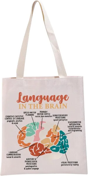 G2TUP Speech Language Pathologist Gift Language In The Brain Tote Bag Speech Teacher Handbag SLP Graduation Gift