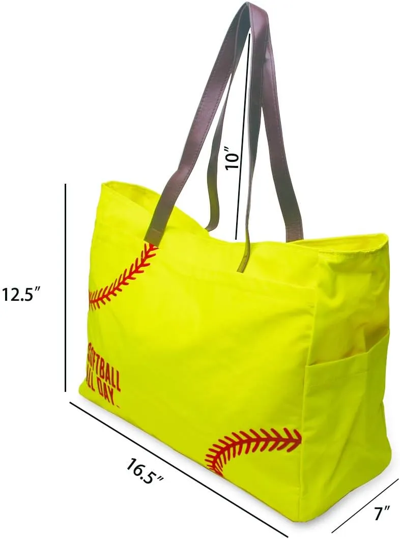 Gabigaba Woman Baseball Tote Handbag Large Oversize Casual Canvas Sports Mom Beach Travel Bag