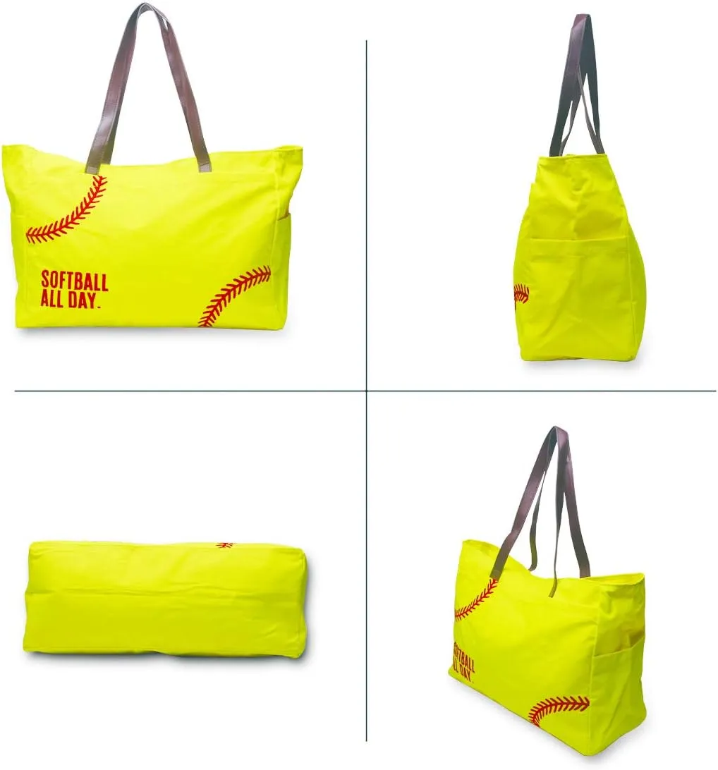 Gabigaba Woman Baseball Tote Handbag Large Oversize Casual Canvas Sports Mom Beach Travel Bag