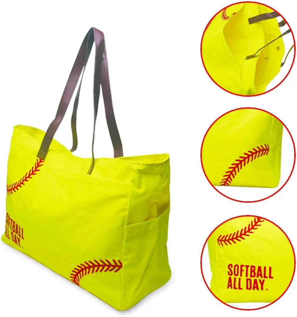 Gabigaba Woman Baseball Tote Handbag Large Oversize Casual Canvas Sports Mom Beach Travel Bag