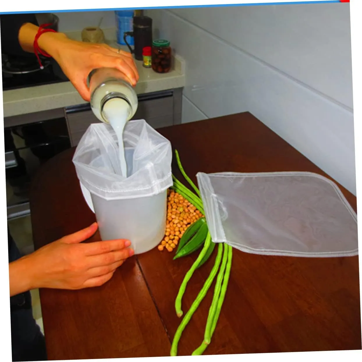 Garneck 2sets Home Filtering Tool Coffee Milk Tea Cloth Strainer Filter Strainer Bag Milk Tea Filter Bag Reusable Mesh 2pcs*2