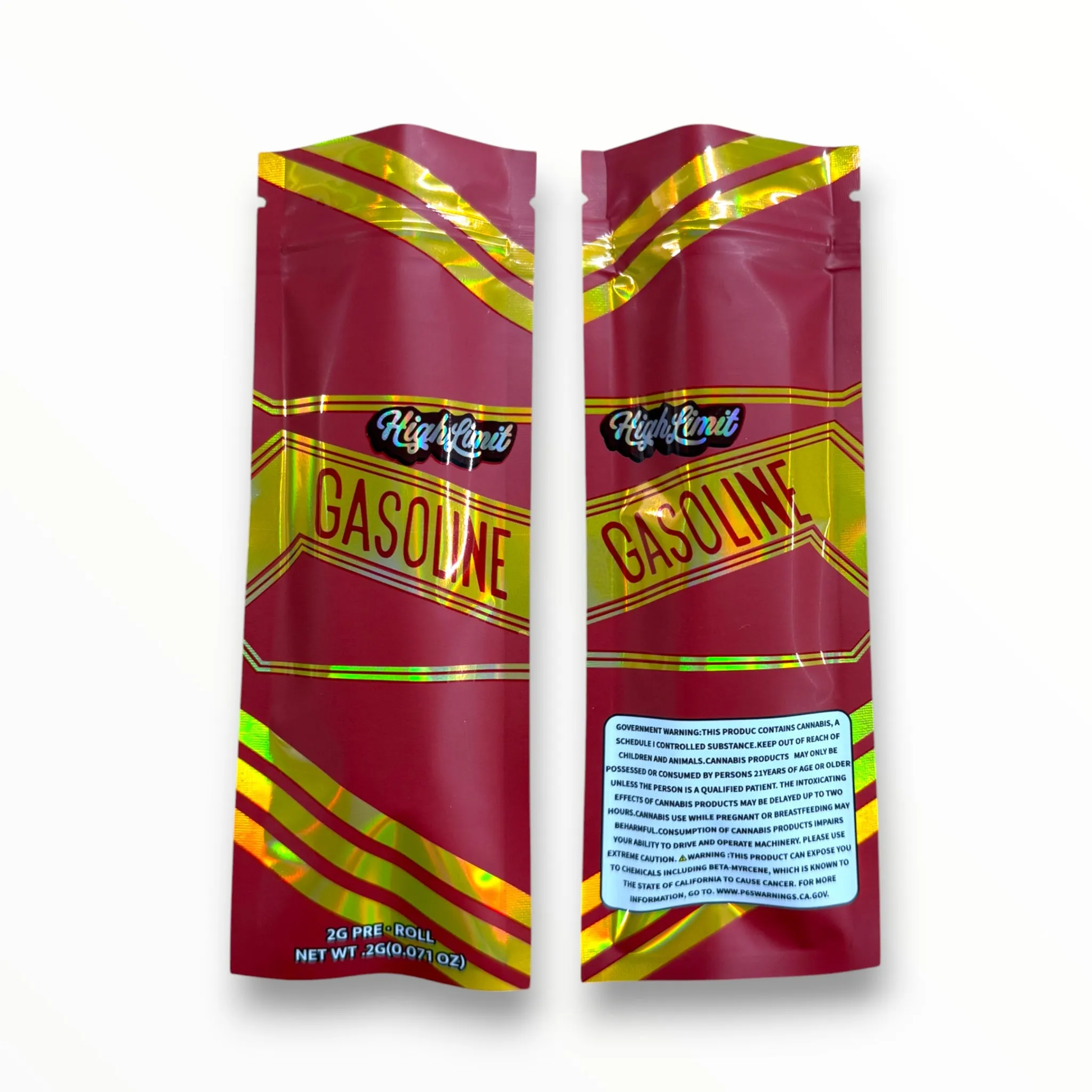 Gasoline 2 Grams Holographic Pre Roll (Red) EMPTY PACKAGING