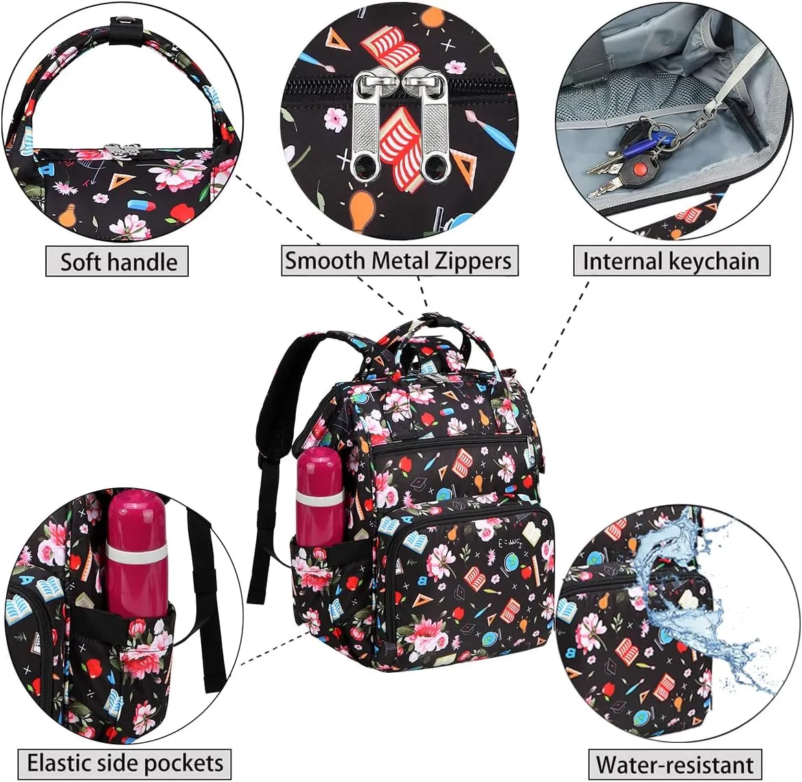 Gatycallaty Teacher Bags for Women Teacher Book Bag Stuff Large Capacity Must Haves University Bags Female Wide Mouth Work Backpack Professional