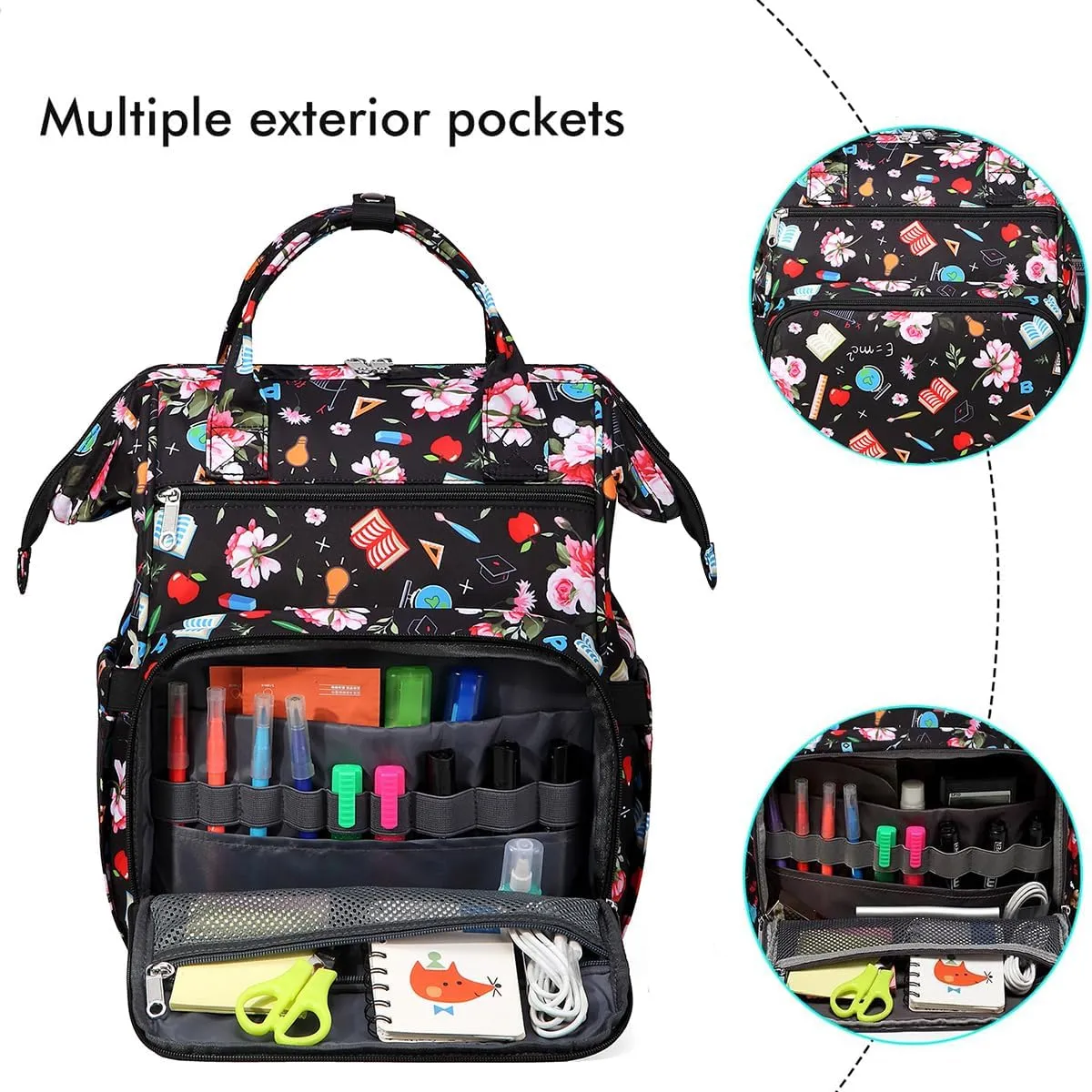 Gatycallaty Teacher Bags for Women Teacher Book Bag Stuff Large Capacity Must Haves University Bags Female Wide Mouth Work Backpack Professional