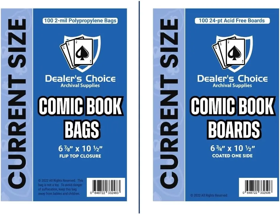 Gemini Premium Comic Book Bags and Boards | Current Size (6 7/8" x 10 1/2" Bags, 6 3/4" x 10 1/2" Boards) | 2-mil Polypropylene Bags, 24-pt Acid-Free Boards (100 Each)