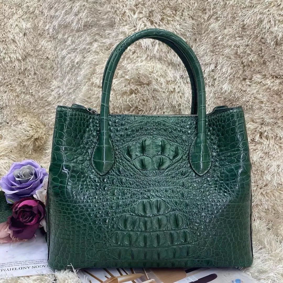 Genuine Crocodile Skin Women Skyblue Colorful Totes Female Handbag Exotic Alligator Leather Lady Single Cross Shoulder Bag
