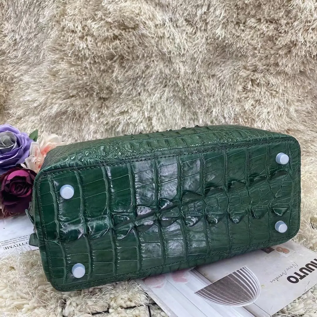 Genuine Crocodile Skin Women Skyblue Colorful Totes Female Handbag Exotic Alligator Leather Lady Single Cross Shoulder Bag