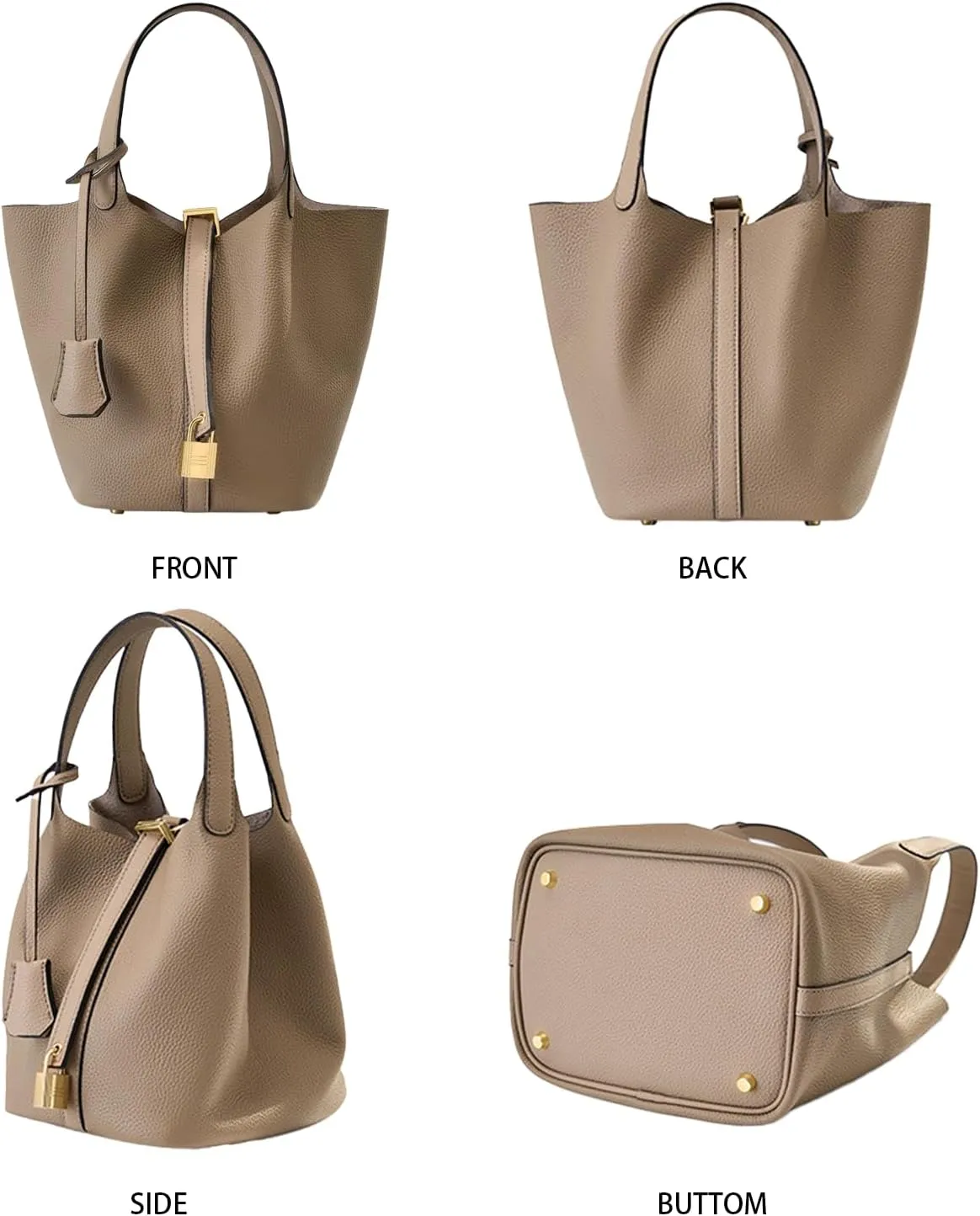Genuine Leather Bucket Bags For Women Wallet Satchels Handbag With Lock Design Daily Casual Soft Shoulder Bag