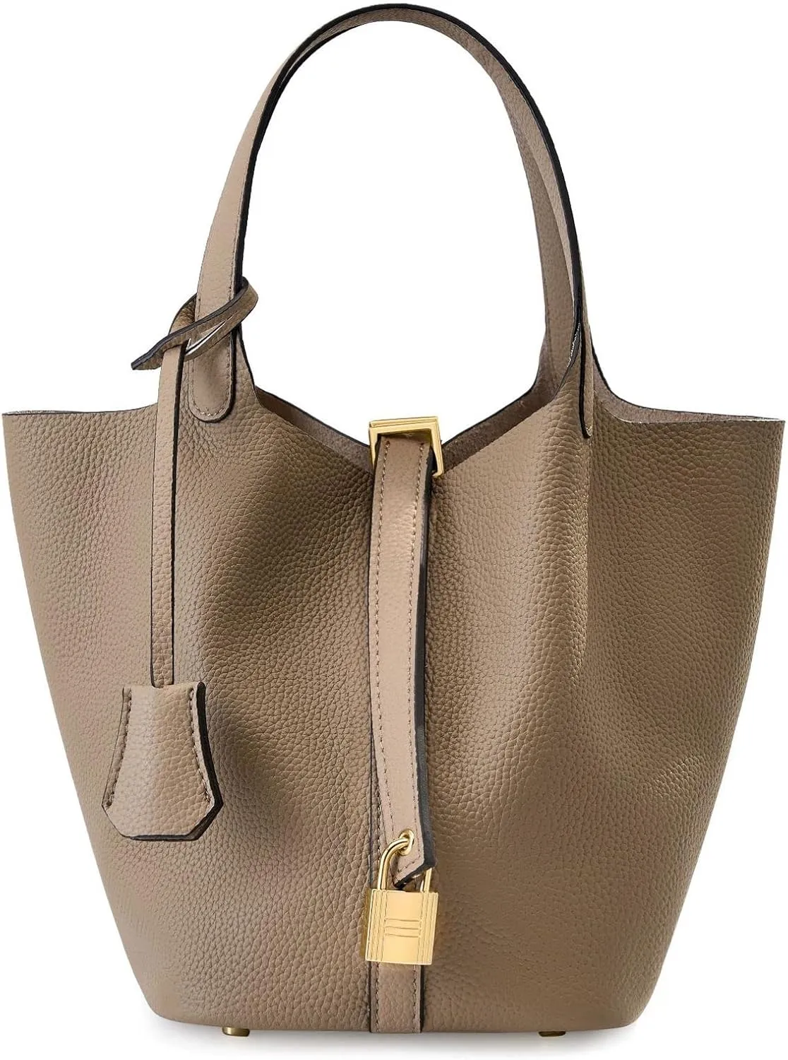 Genuine Leather Bucket Bags For Women Wallet Satchels Handbag With Lock Design Daily Casual Soft Shoulder Bag
