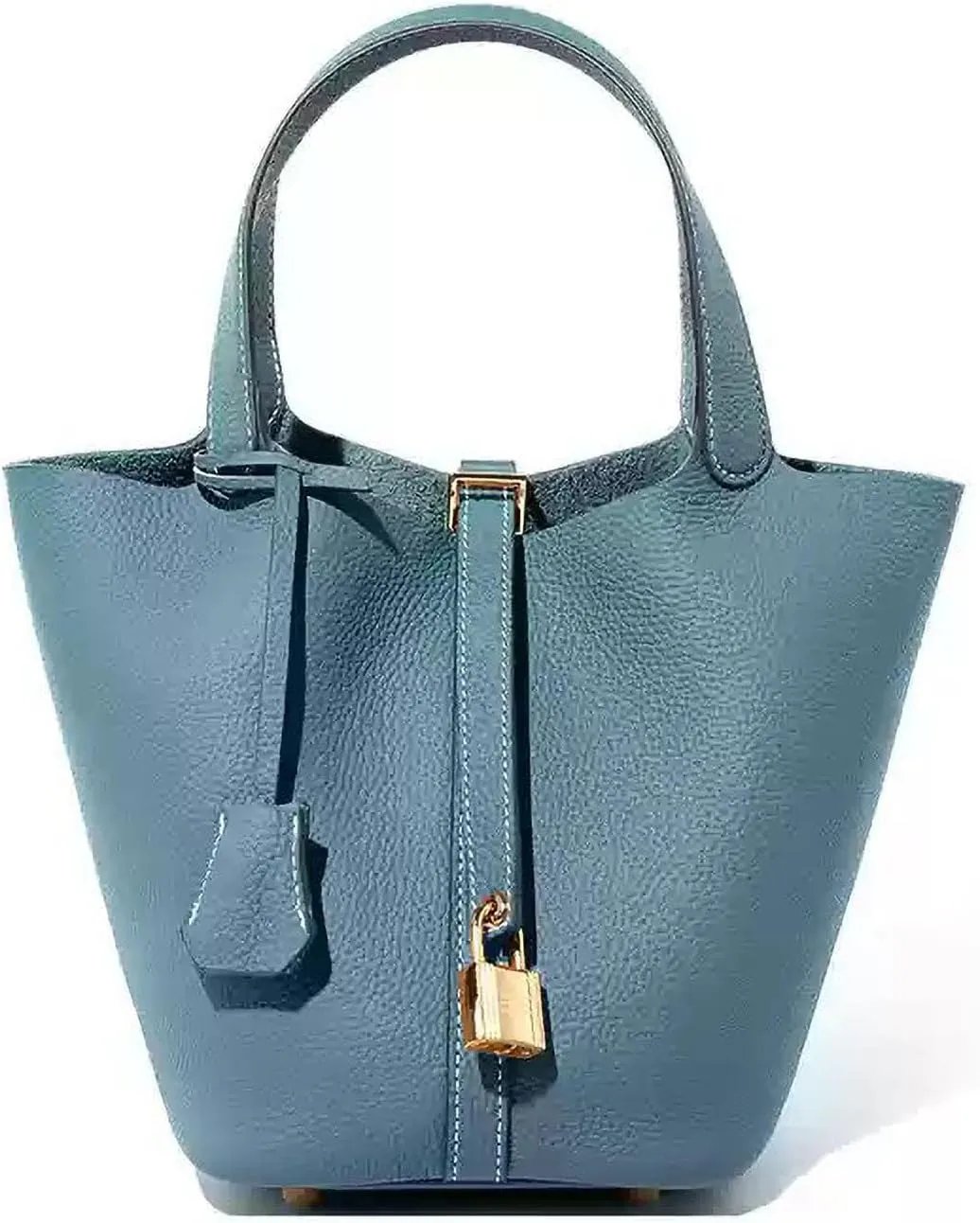 Genuine Leather Bucket Bags For Women Wallet Satchels Handbag With Lock Design Daily Casual Soft Shoulder Bag