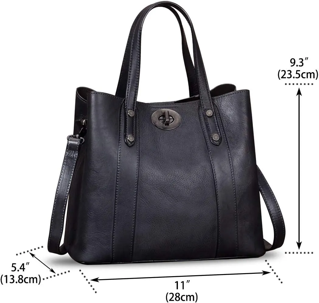 Genuine Leather Handbags for Women Satchel Purses Vintage Handmade Shoulder Bag Cowhide Top Handle Handbag Totes