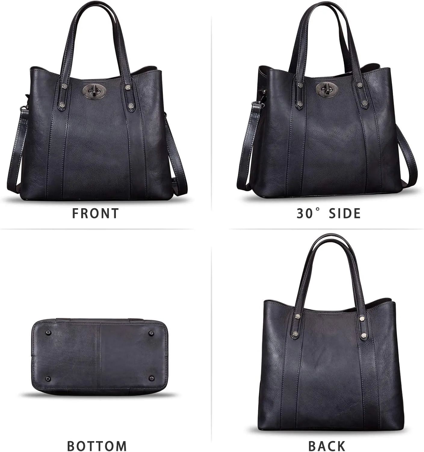 Genuine Leather Handbags for Women Satchel Purses Vintage Handmade Shoulder Bag Cowhide Top Handle Handbag Totes