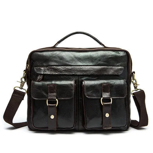 Genuine Leather Men Bag Crazy Horse Leather Men's Handbags Casual Business Laptop Shoulder Bags Briefcase Messenger bag NEW