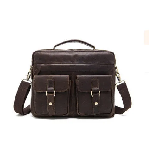 Genuine Leather Men Bag Crazy Horse Leather Men's Handbags Casual Business Laptop Shoulder Bags Briefcase Messenger bag NEW