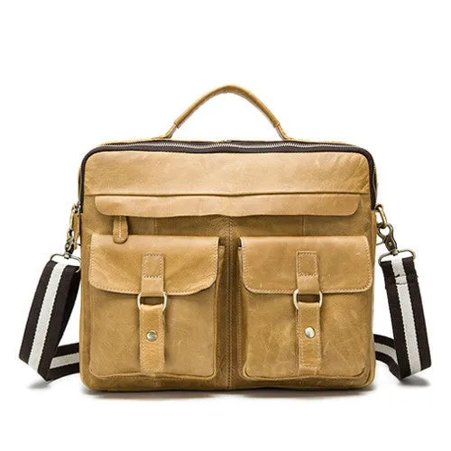 Genuine Leather Men Bag Crazy Horse Leather Men's Handbags Casual Business Laptop Shoulder Bags Briefcase Messenger bag NEW
