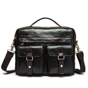 Genuine Leather Men Bag Crazy Horse Leather Men's Handbags Casual Business Laptop Shoulder Bags Briefcase Messenger bag NEW
